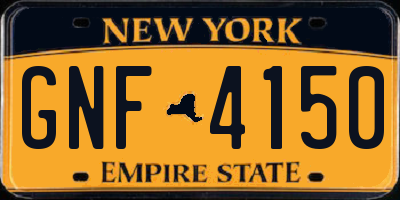 NY license plate GNF4150
