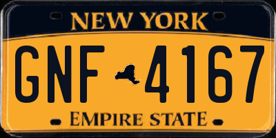 NY license plate GNF4167