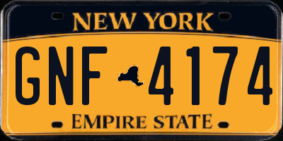 NY license plate GNF4174