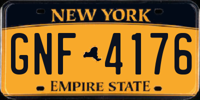 NY license plate GNF4176