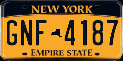 NY license plate GNF4187