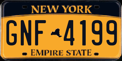 NY license plate GNF4199