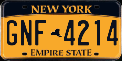 NY license plate GNF4214