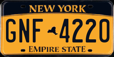 NY license plate GNF4220
