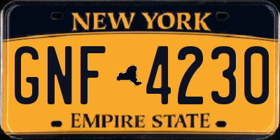 NY license plate GNF4230