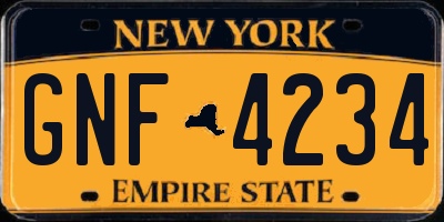 NY license plate GNF4234