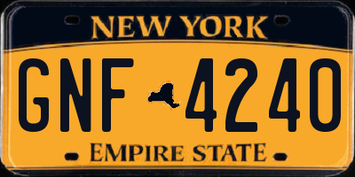 NY license plate GNF4240