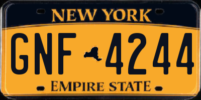 NY license plate GNF4244