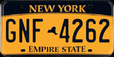NY license plate GNF4262