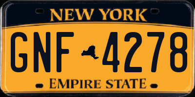NY license plate GNF4278