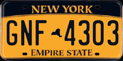 NY license plate GNF4303
