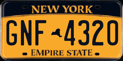 NY license plate GNF4320