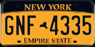 NY license plate GNF4335