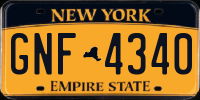 NY license plate GNF4340