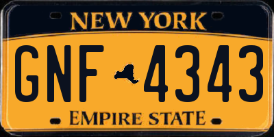 NY license plate GNF4343