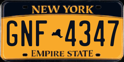 NY license plate GNF4347