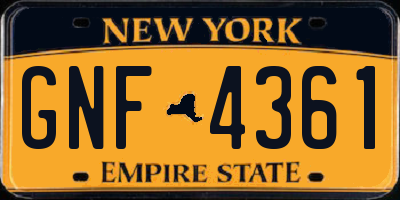 NY license plate GNF4361