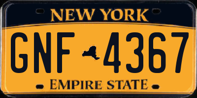 NY license plate GNF4367