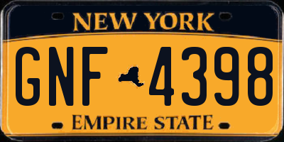 NY license plate GNF4398
