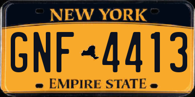 NY license plate GNF4413