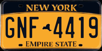 NY license plate GNF4419