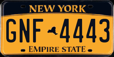 NY license plate GNF4443