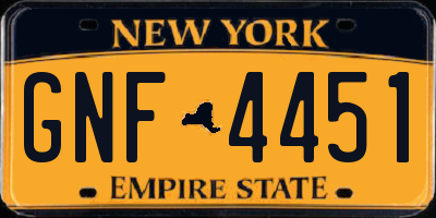NY license plate GNF4451