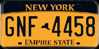 NY license plate GNF4458