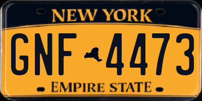 NY license plate GNF4473