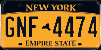 NY license plate GNF4474