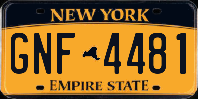 NY license plate GNF4481