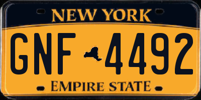 NY license plate GNF4492