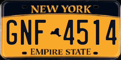 NY license plate GNF4514