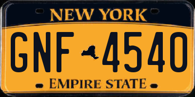 NY license plate GNF4540