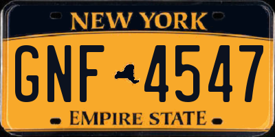 NY license plate GNF4547