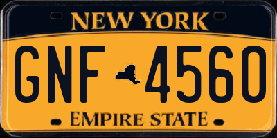 NY license plate GNF4560
