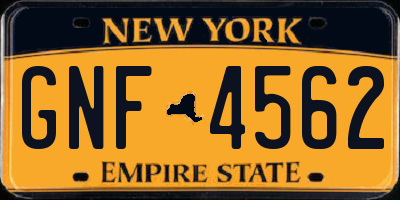 NY license plate GNF4562