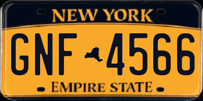 NY license plate GNF4566