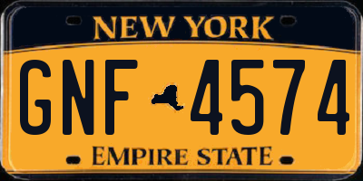 NY license plate GNF4574
