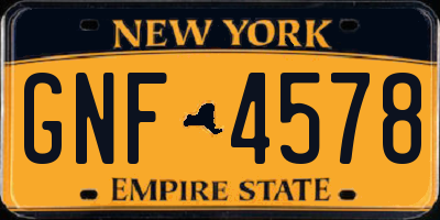 NY license plate GNF4578