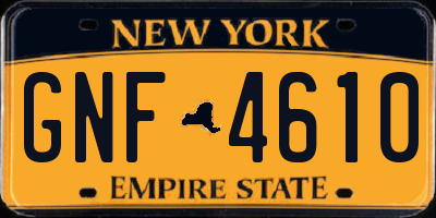 NY license plate GNF4610