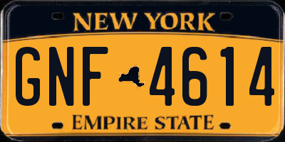 NY license plate GNF4614