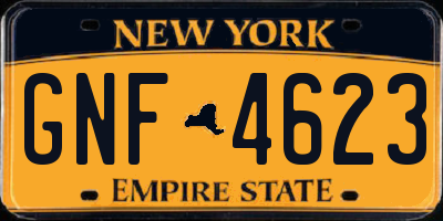 NY license plate GNF4623