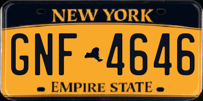 NY license plate GNF4646