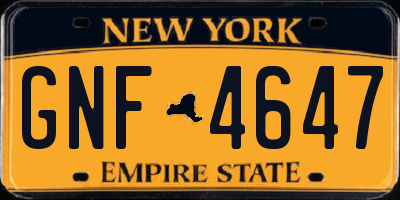NY license plate GNF4647