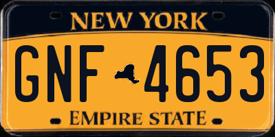 NY license plate GNF4653