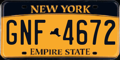 NY license plate GNF4672
