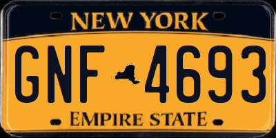 NY license plate GNF4693