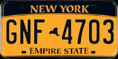 NY license plate GNF4703