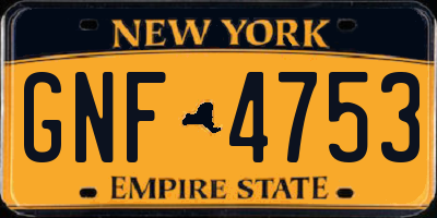 NY license plate GNF4753
